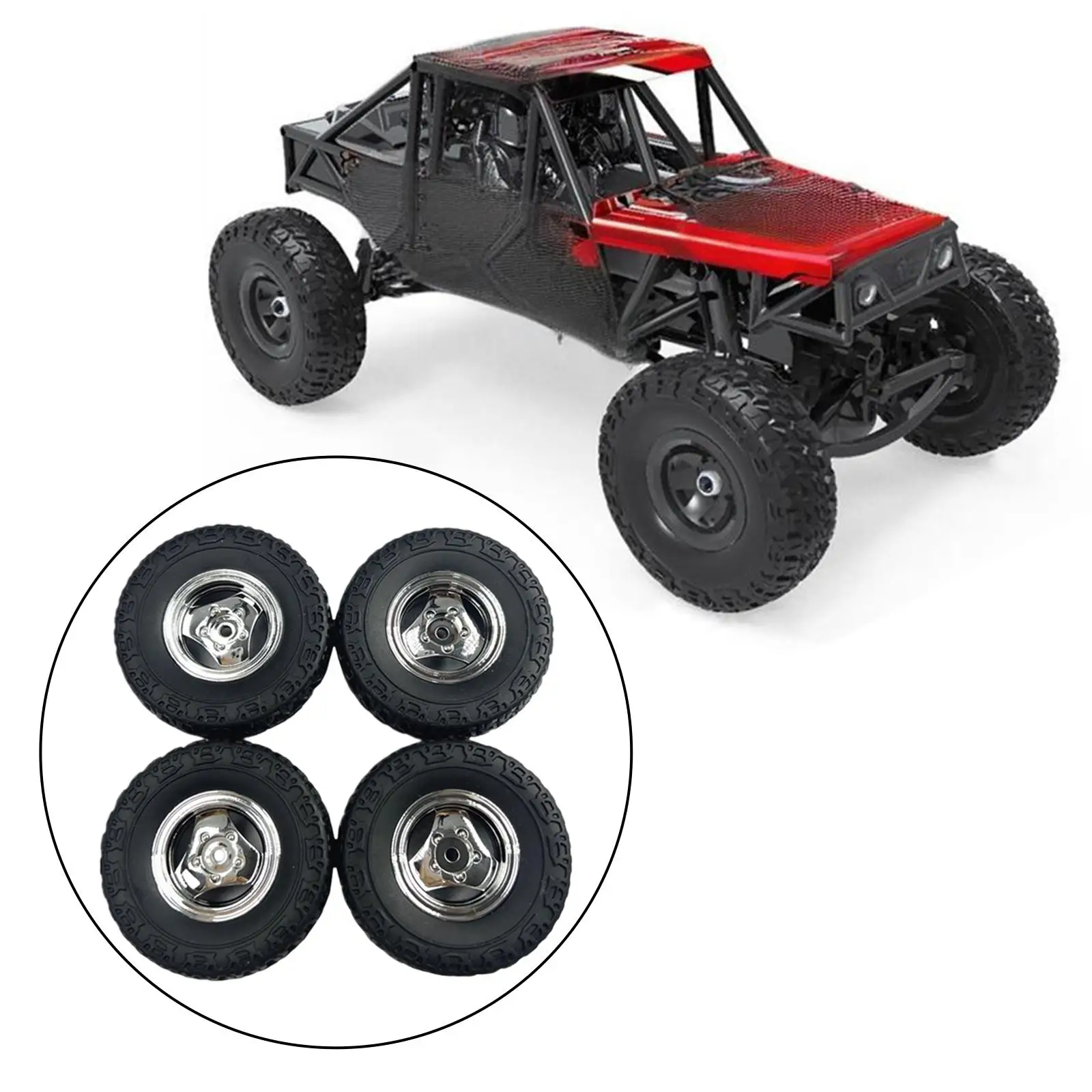 4 Upgrade Easy Installation,Professional Replacement RC Wheel and Tire DIY Accessories Black for 1:18