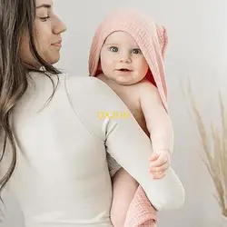 QX2D toalla bebé con capucha gasa de algodón súper suave absorbente