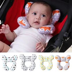 Almohada bebé forma U de algodón con dibujos animados para cochecito