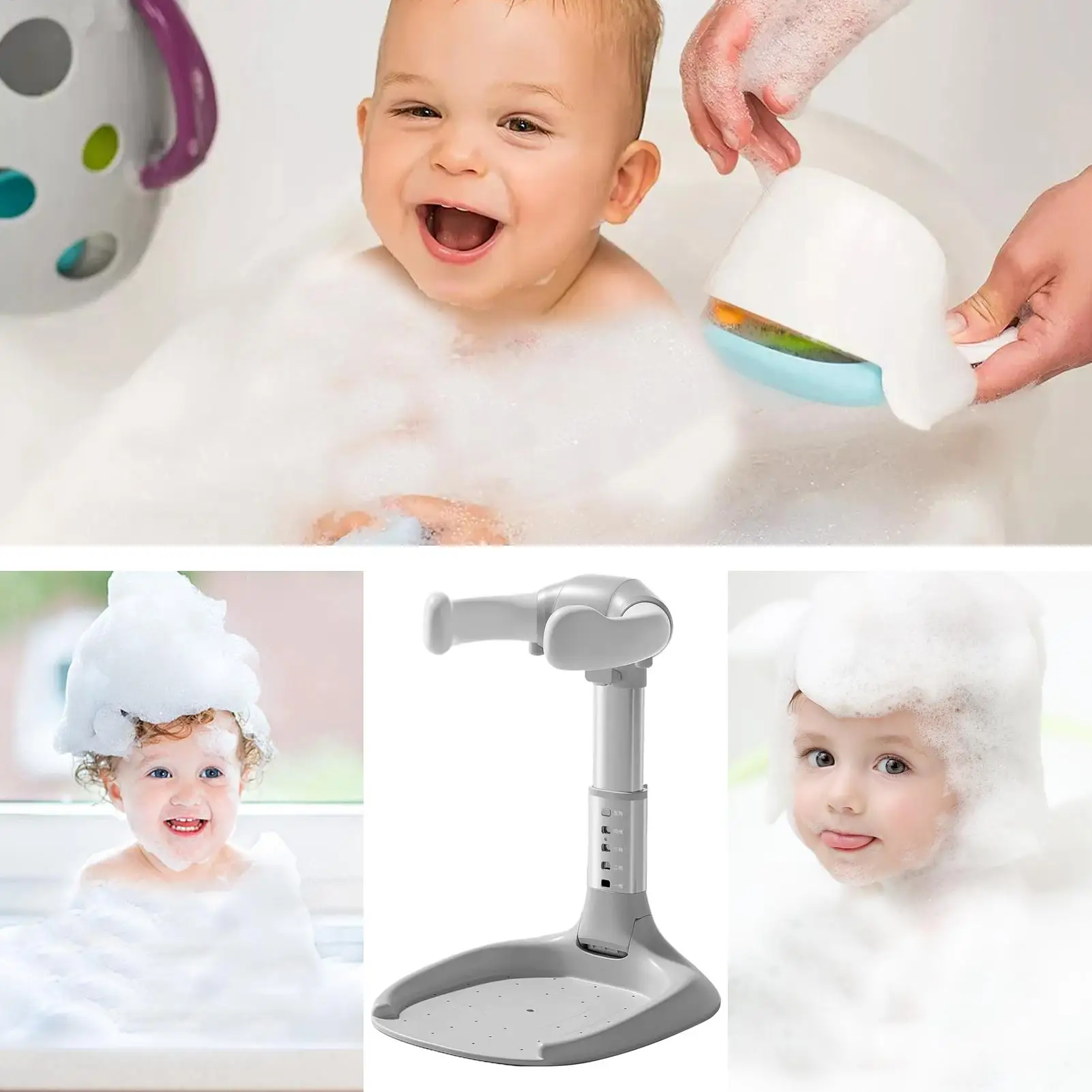 Soporte para Baby Shower, reposabrazos ajustable de pie para baño de bebé, asiento de baño plegable, reposabrazos de altura ajustable portátil - imagen 4