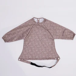 HappyFlute, nuevo, una pieza, impresión completa, uso multiescenario, poliéster, impermeable, manga larga, a prueba de desorden, Baberos de alimentación para mesa de bebé