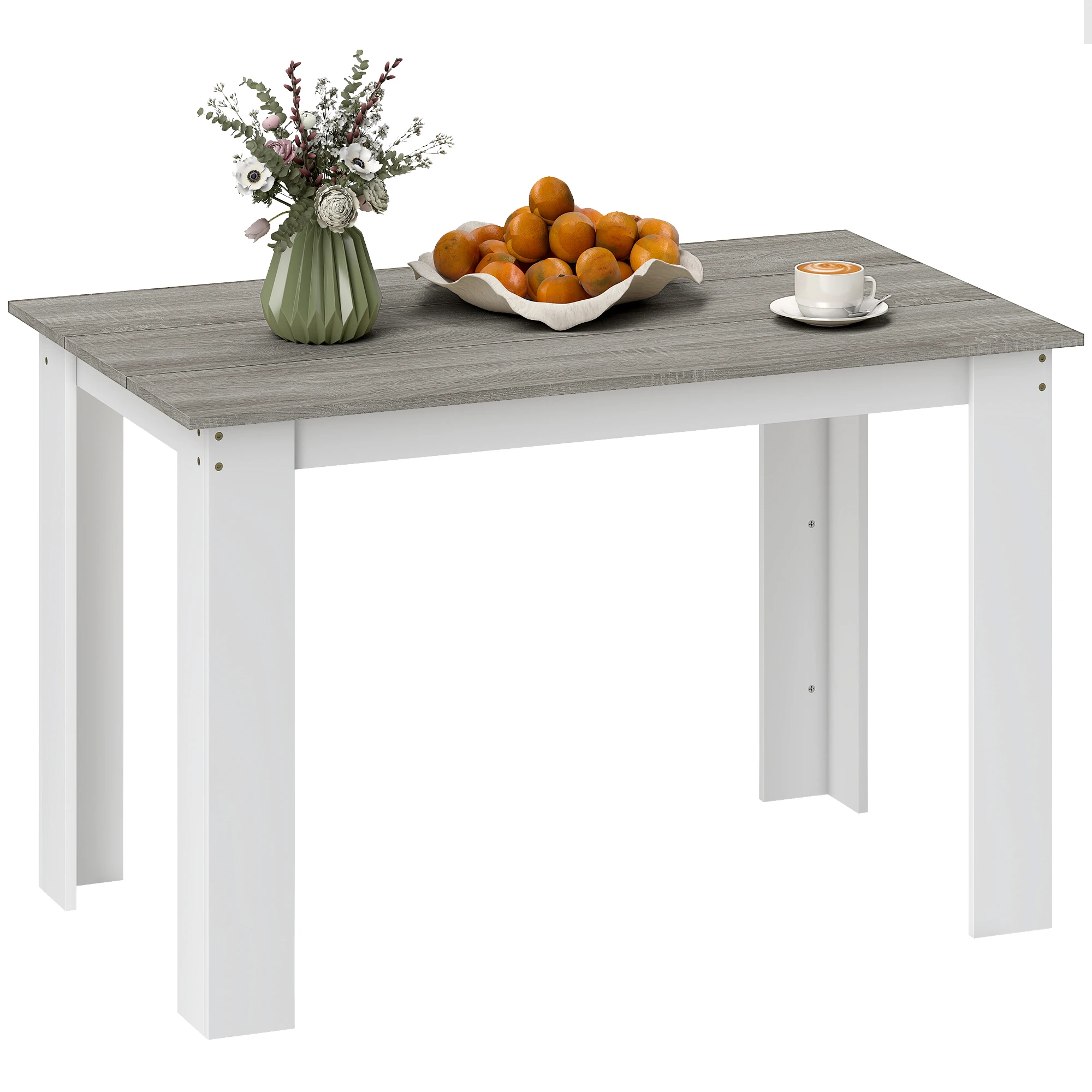 HOMCOM Mesa de Comedor para 4-6 Personas Mesa de Cocina Rectangular Estilo Moderno Carga 50 kg 120x69x75 cm Gris y Blanco - imagen 2
