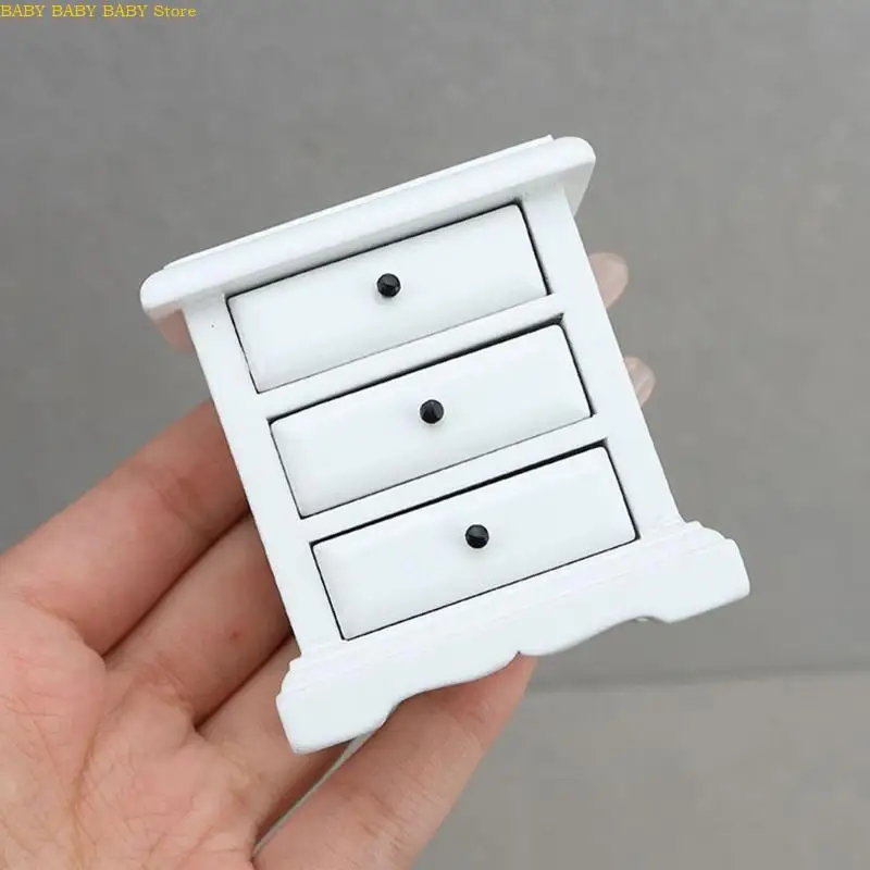 Q81A Elegant Miniature Night Stand 1/12 Sala muñecas Escala noche con cajones funcionales Muebles exhibición
