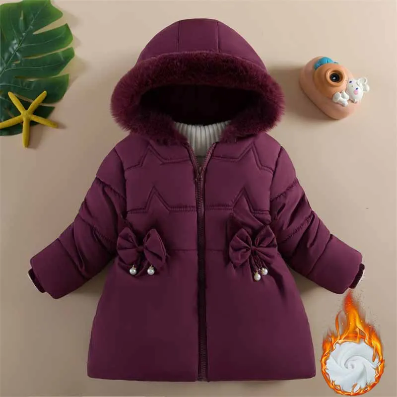 Parka de felpa con capucha para bebé – Cálida para otoño e invierno