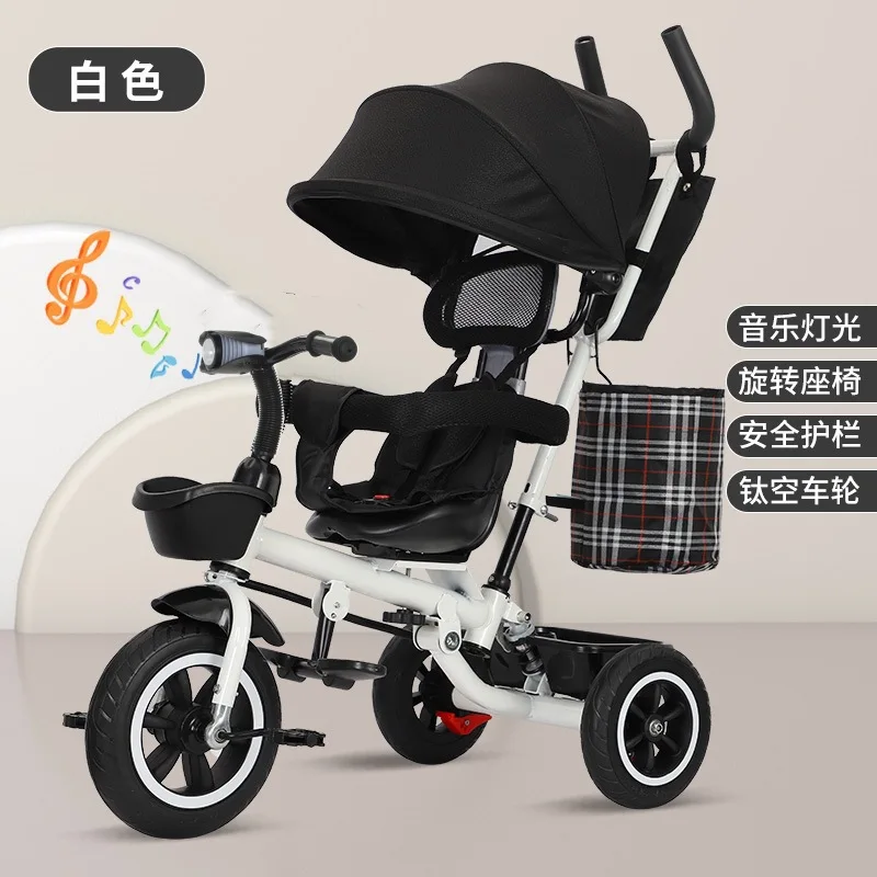 Triciclo para niños de 1 a 6 años, carrito plegable con sombrilla para bebés, se puede empujar y curvar - imagen 4