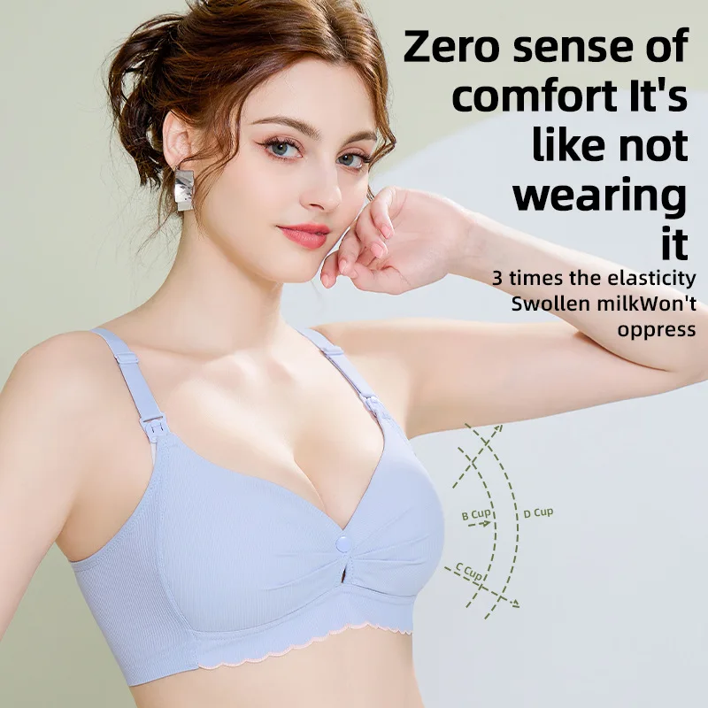 Sujetador de lactancia fino de nailon sin aros, copa extraíble, hebilla superior para mamás, correas ajustables cómodas para lactancia de maternidad - imagen 5