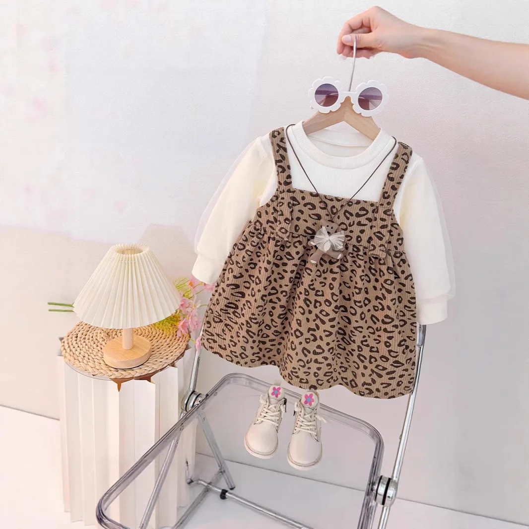 Vestido niña otoño de manga larga con osito de peluche - imagen 3