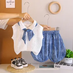 Conjunto veraniego estilo moda coreana con chaleco y pantalón corto