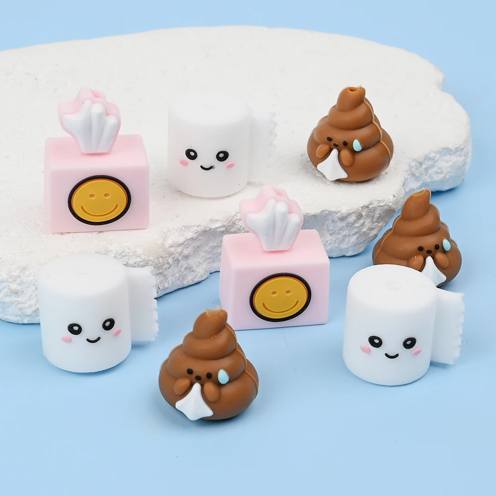 Cadena de chupete de 6 uds., cuentas de silicona, juguete para la dentición sin BPA, cuentas de dentición masticables, chupete, mordedor, accesorios para collar DIY - imagen 2