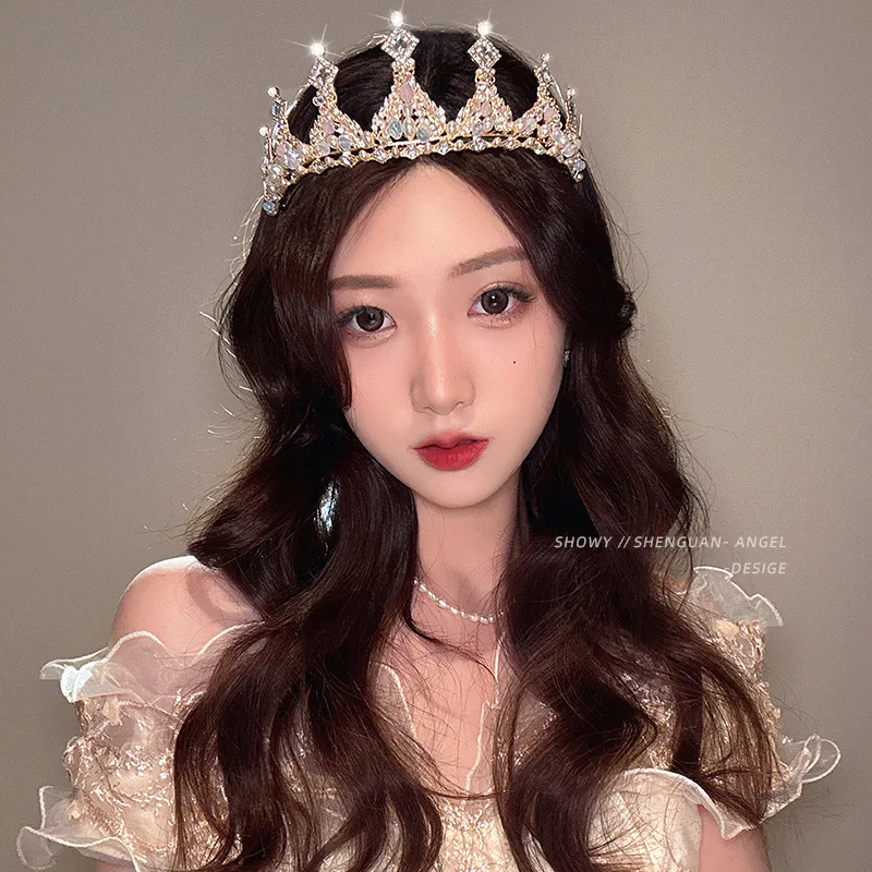 Corona de princesa para niños, Tiara de cristal, accesorios para el cabello para niñas, atmósfera de alta gama, actuación de baile, corona de regalo de cumpleaños - imagen 3