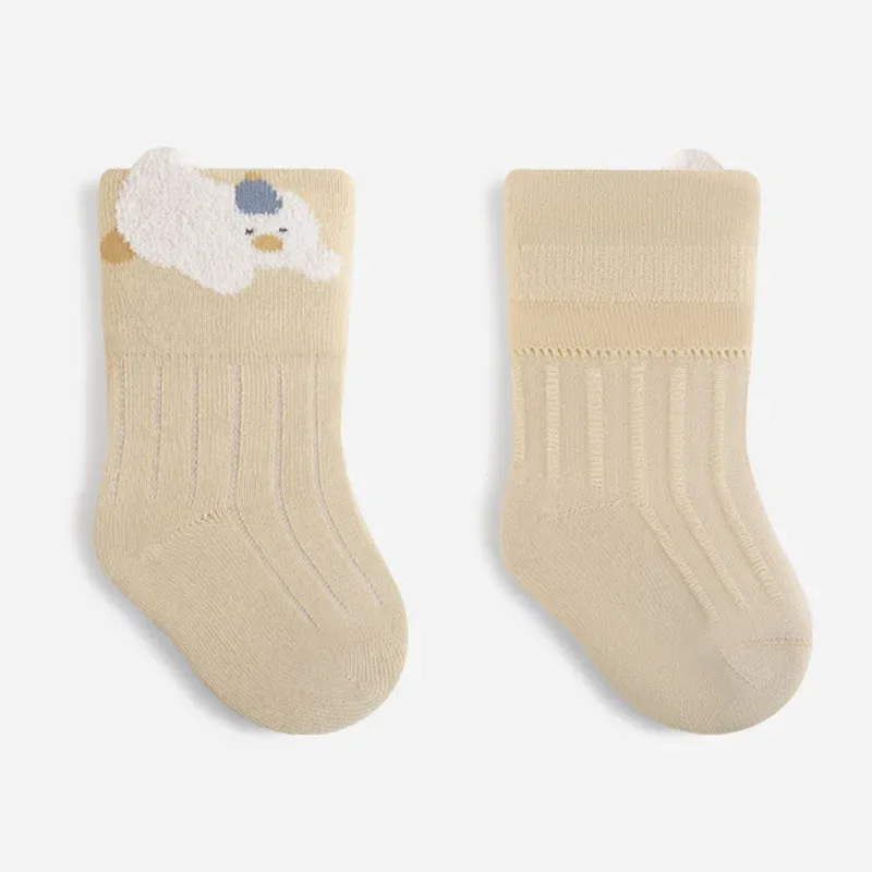 3 pares de calcetines de bebé nuevos de primavera 10A calcetines de algodón antibacterianos sin costuras para recién nacidos calcetines de alta elasticidad con dibujos animados para niños pequeños - imagen 5