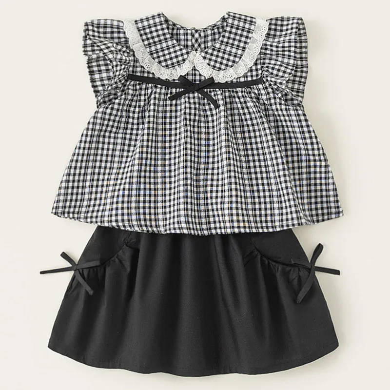 Conjunto verano niña top sin mangas y falda de cuadros