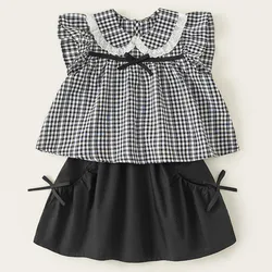 Conjunto verano niña top sin mangas y falda de cuadros