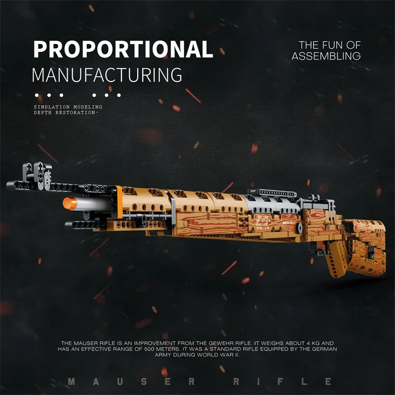 Mauser Kar98K modelo de bloques de construcción puede disparar Rifle de francotirador pesado montar ladrillos armas de la Segunda Guerra Mundial juguetes educativos para niños regalos de vacaciones - imagen 2