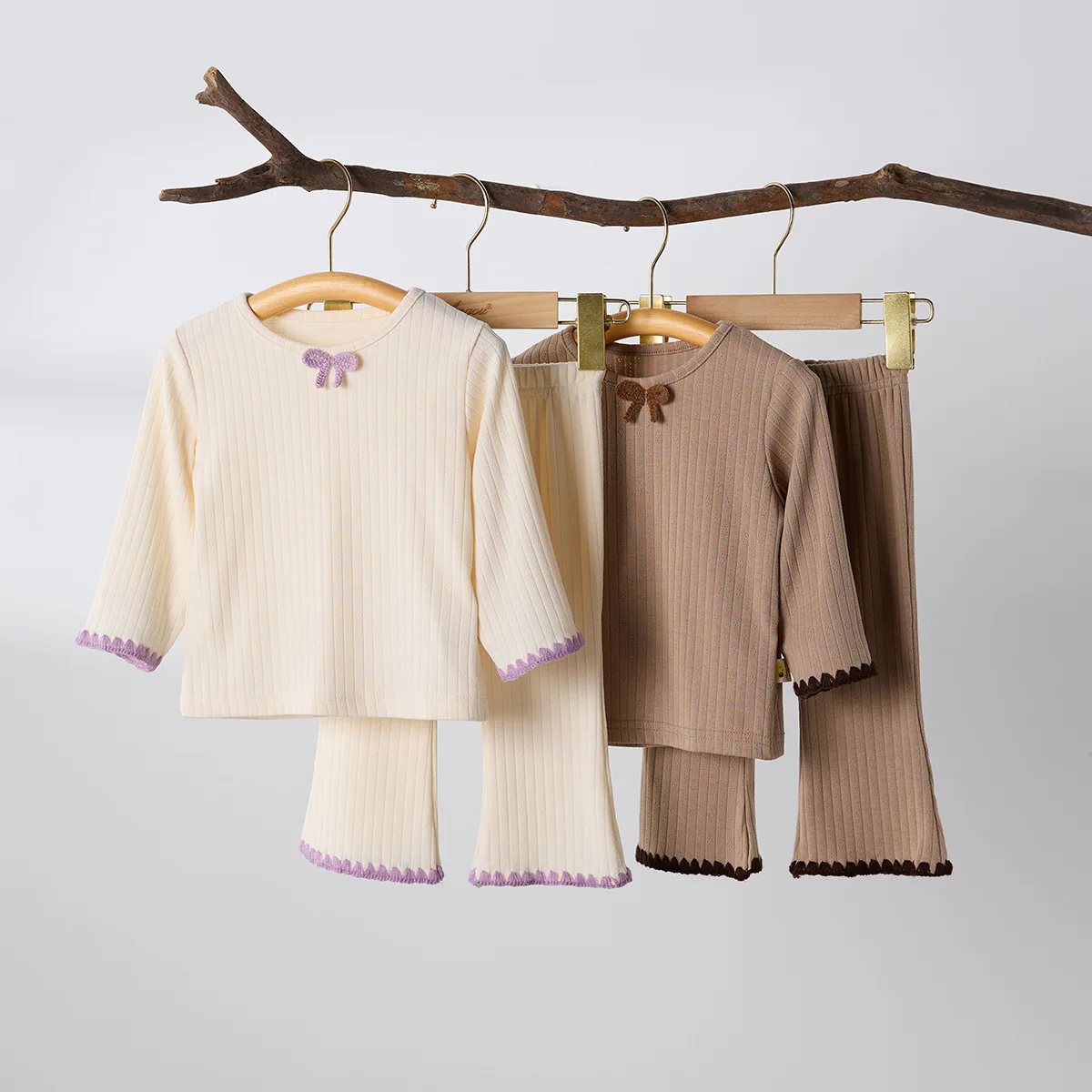 MILANCEL, nuevo conjunto de pijamas de primavera para bebés, ropa de noche con tiras bonitas para niños, ropa para el hogar con lazo para niñas, ropa para el hogar para niños - imagen 4