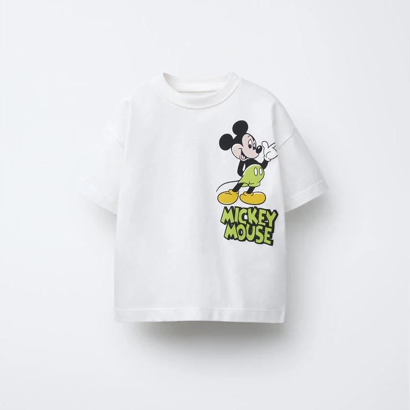 Camiseta de Mickey Mouse, ropa de verano, camisetas de manga corta para niños, camisetas estampadas bonitas, camisa básica informal fina de moda con cuello redondo para niños - imagen 2