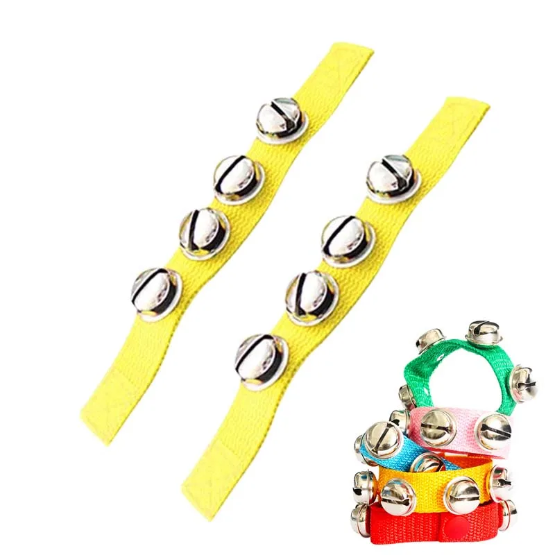1 par de cascabeles de Navidad amarillos con correas de tela Festival reunión fiesta DIY decoraciones para árboles de Navidad TMZ