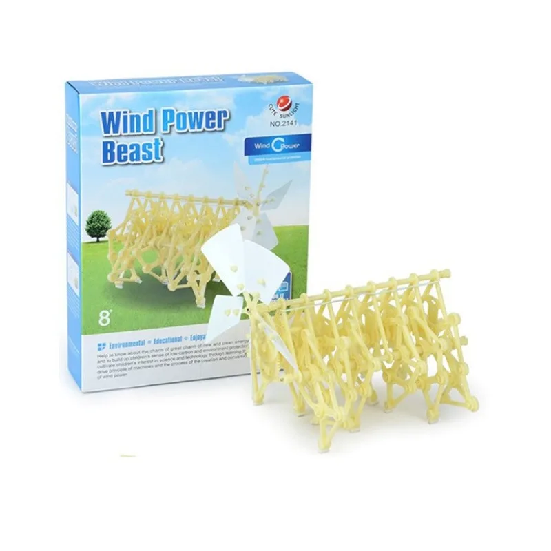 Robot de energía eólica a mano, rompecabezas mecánico de tallo DIY, experimento científico para todas las edades, regalo de aprendizaje para padres e hijos