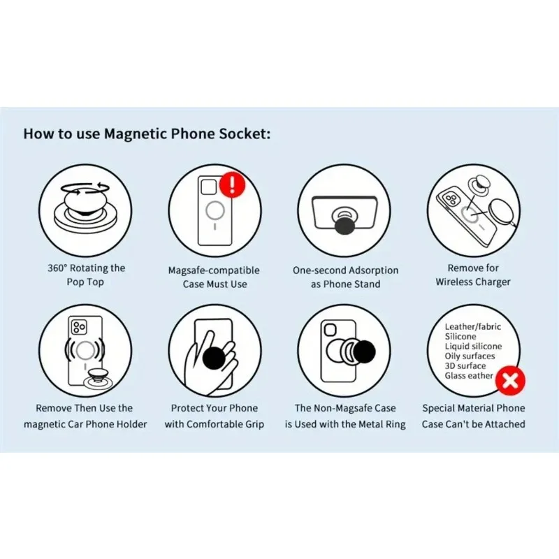 Empuñadura magnética plegable para teléfono – 360 °   Soporte de anillo, compatible con iPhone, Samsung y Mac - imagen 5