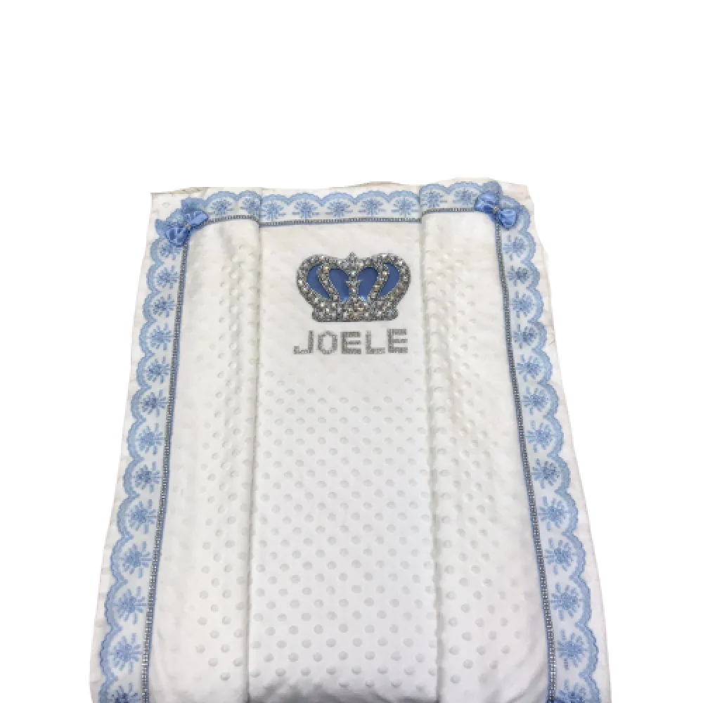 Joyería corona encaje azul nombre personalizado Swaddle monograma nombre cómodo tejido bebés mantas recién nacido manta para bebé - imagen 2