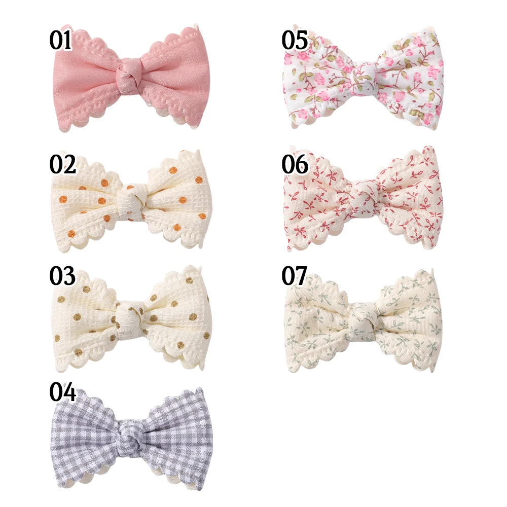 Pinces à cheveux en coton pour enfants, 2 pièces/ensemble, nœuds mignons pour bébés filles, imprimés de fleurs à carreaux, pinces à cheveux d'été, Barrette, accessoires pour cheveux - imagen 2