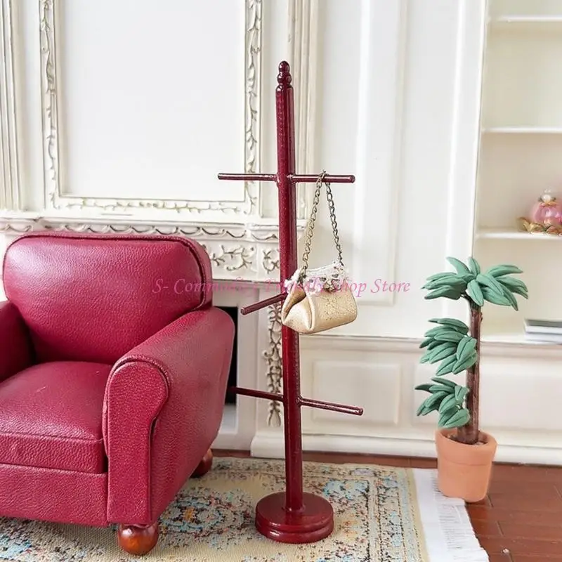 85AE antiguo 1/12 casa muñecas colgador organizador muebles en miniatura perchero estatuilla - imagen 3