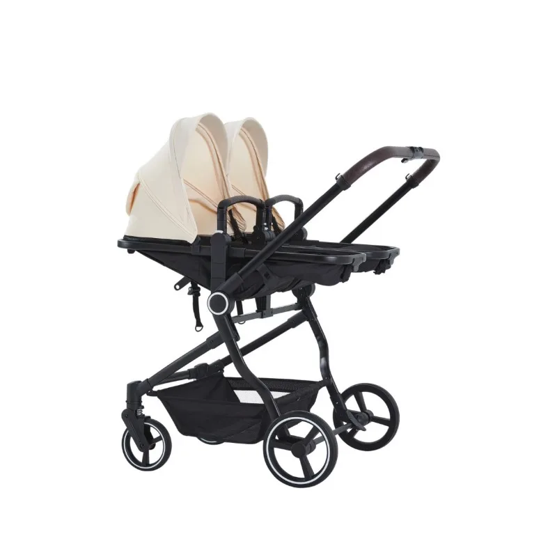 Cochecito gemelar plegable – Asientos elevados para bebés - imagen 3
