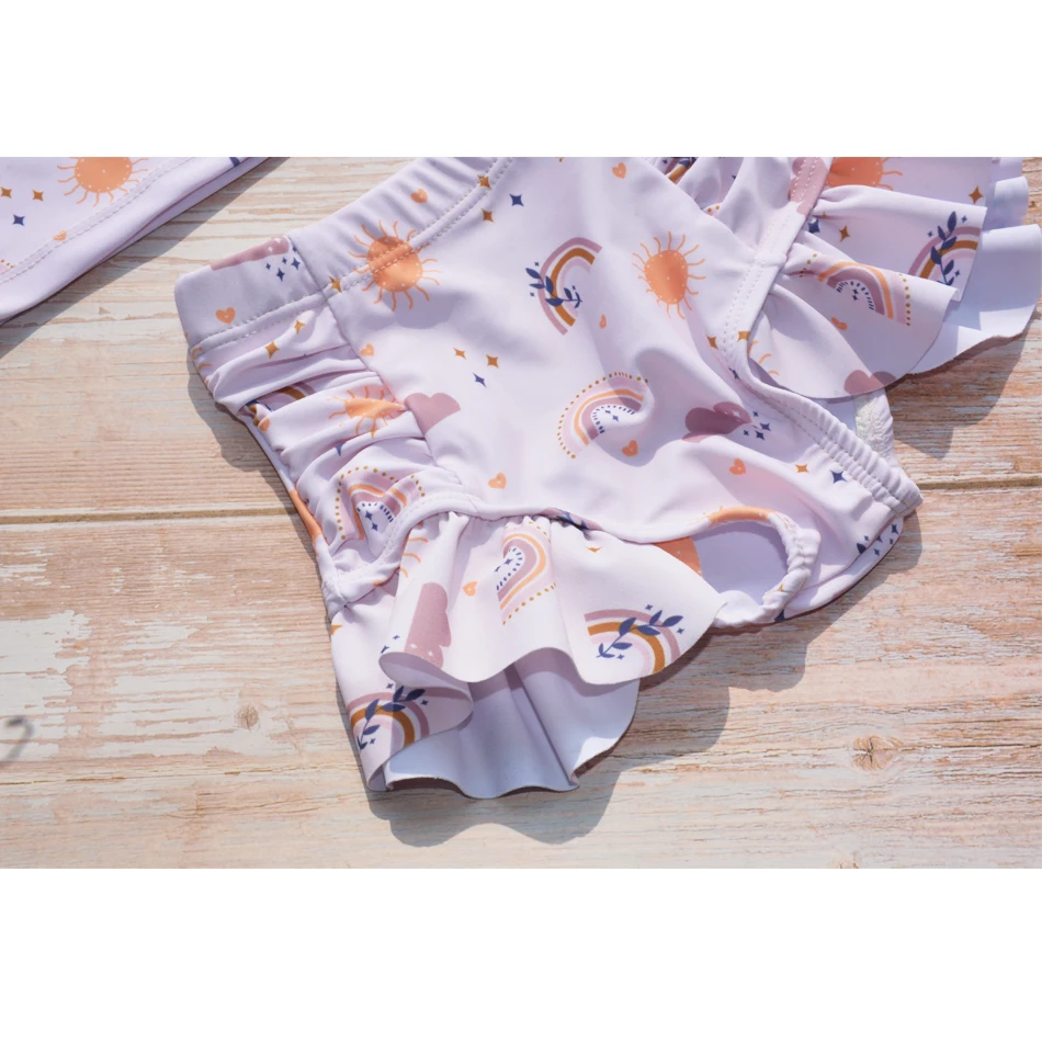 Traje de baño estampado de moda de alta calidad para niñas, ropa de natación, ropa de playa de manga larga, traje de baño de dos piezas - imagen 4