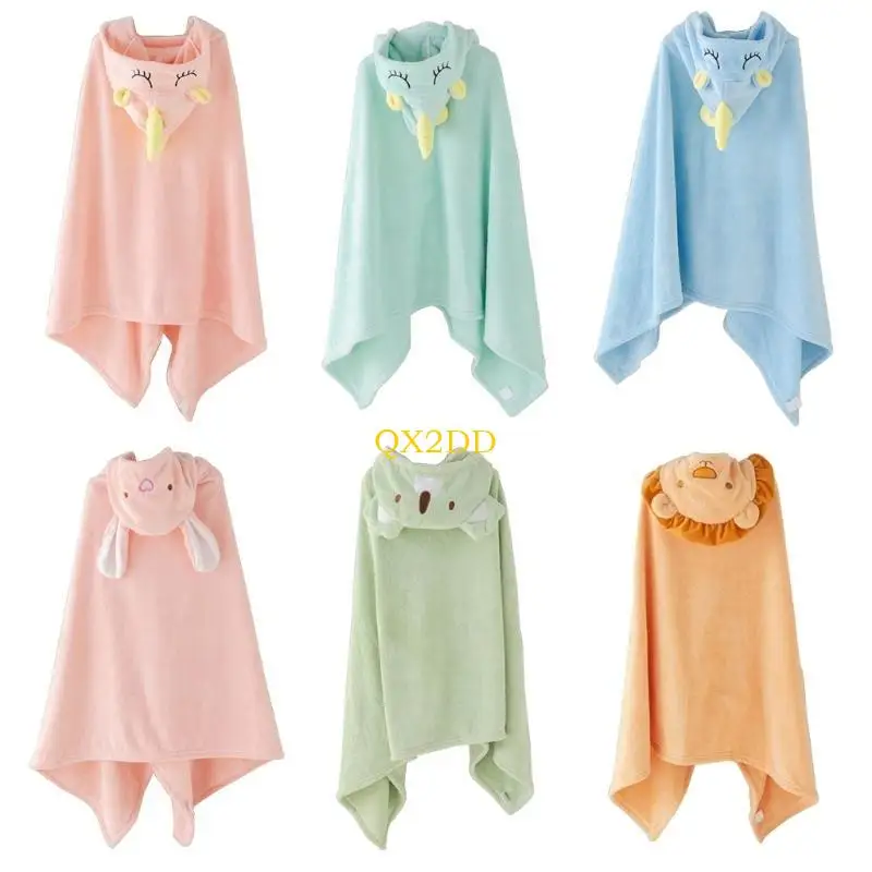 QX2D Toalla baño con capucha para recién nacido, toalla ducha suave y muy absorbente, albornoz con capucha dibujos para - imagen 3