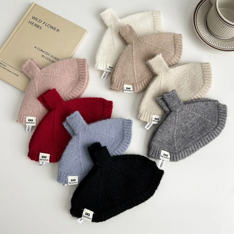 Guantes de lana tejidos con medio dedo: color liso, versátiles, gruesos y cálidos para otoño-invierno. Compatible con pantalla táctil, calentadores de muñeca.