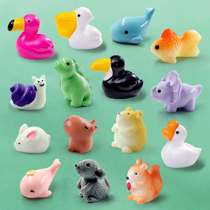 10 Uds pelícano ganso delfín hámster Caracol conejo dinosaurios Capibara pájaro estatuilla miniatura Hada jardín decoración Accesorios