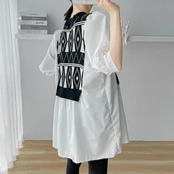 Camisa de maternidad manga larga de algodón – Estilo patchwork casual