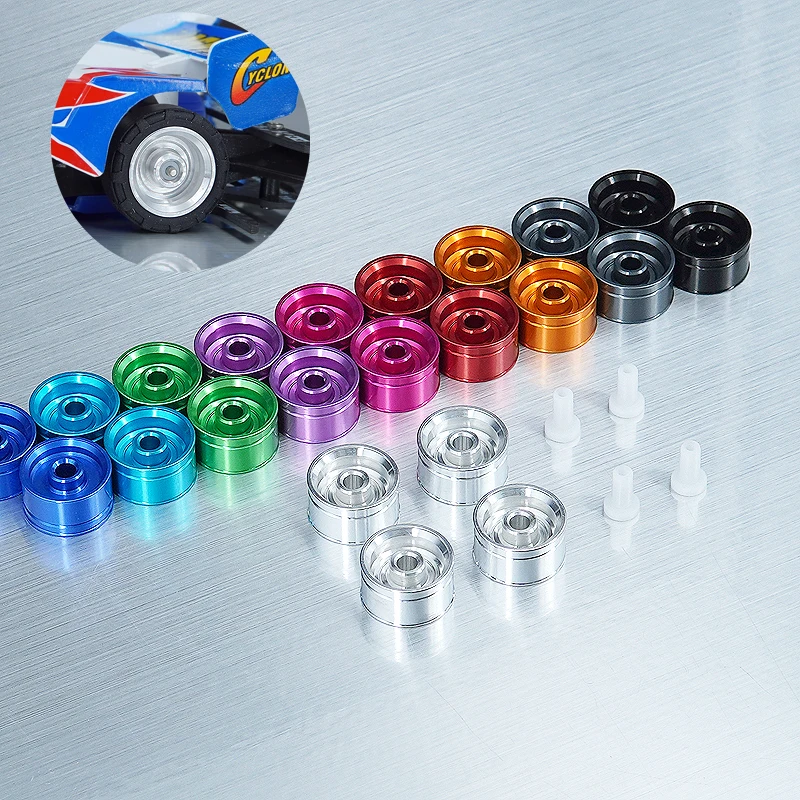 Mini llanta de diámetro pequeña de aleación 4WD casera, ruedas de ancho multicolor de 4 piezas