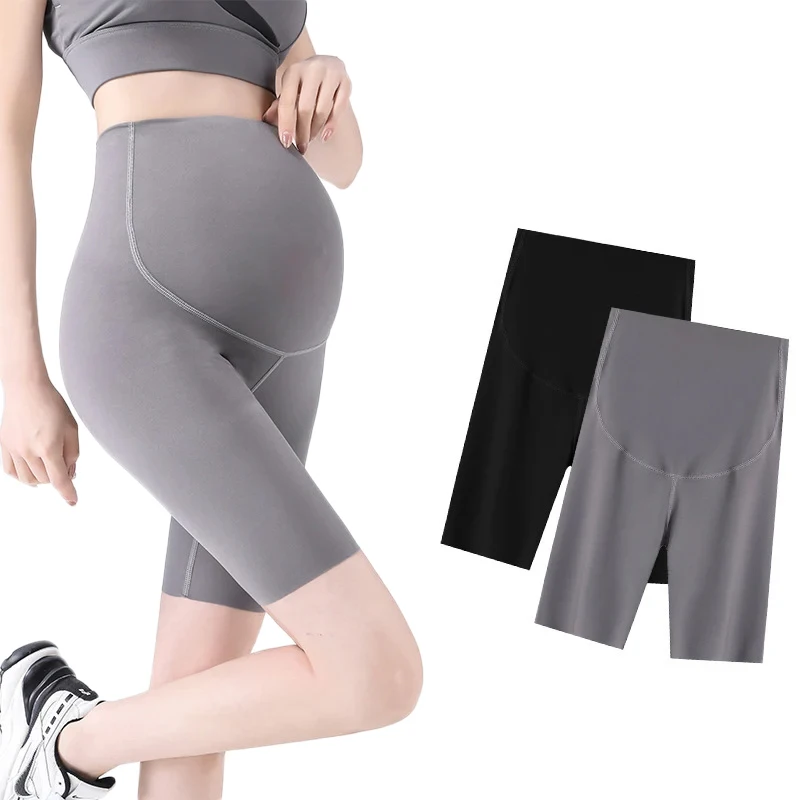 Verano fino transpirable sin costuras Nylon maternidad medio pantalones Yoga Legging corto ropa para mujeres embarazadas pantalones cortos de embarazo
