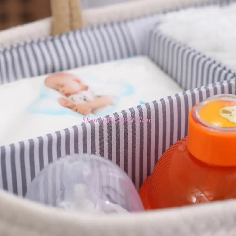 R6FD Cesta almacenamiento productos para bebés algodón para pañales Organización toallitas húmedas con - imagen 4