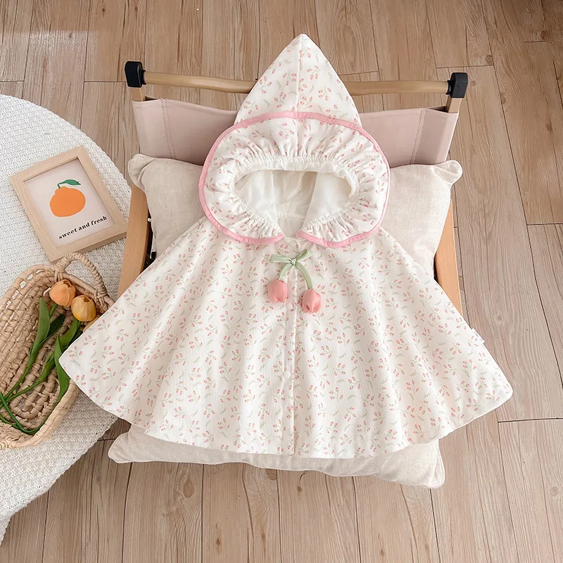 Capa princesa floral cortavientos para bebé – Poncho cálido otoño - imagen 5