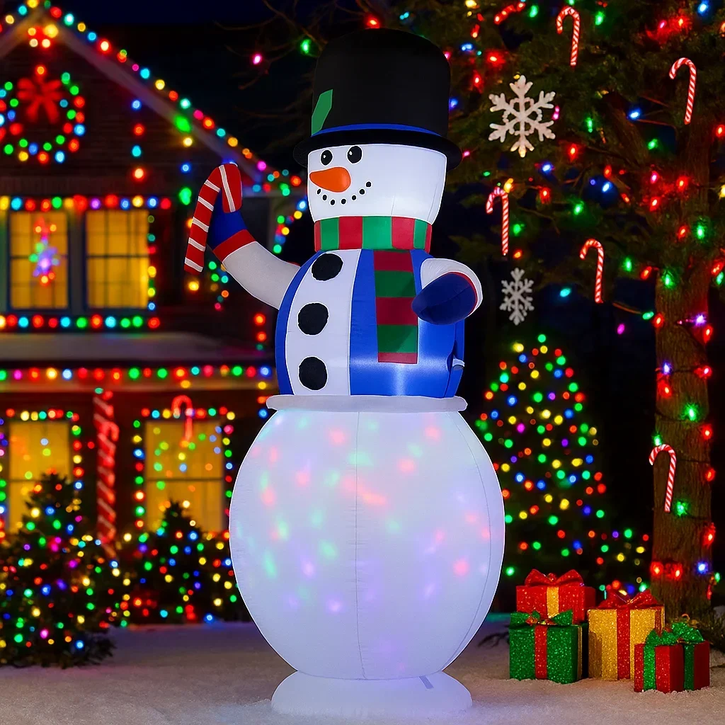 Decoración navideña al aire libre de 5,9 pies, muñeco de nieve, bastón de caramelo, decoración inflable para fiesta de patio, adornos navideños, luces, juguete para el hogar - imagen 4