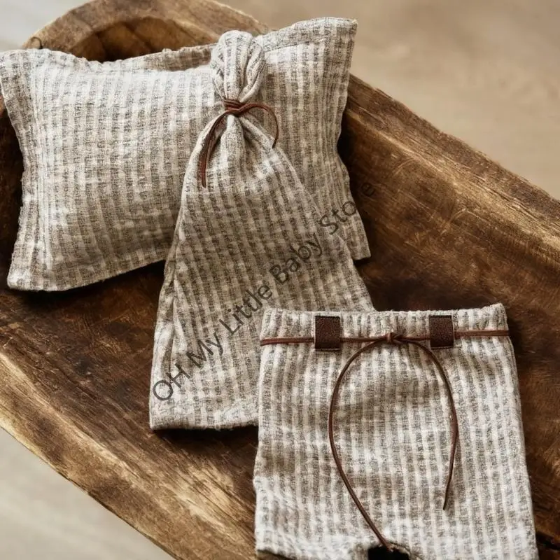 M76C gorro punto para bebé, conjunto pantalones y almohada, ropa para sesión fotos bebé, accesorios fotografía - imagen 3