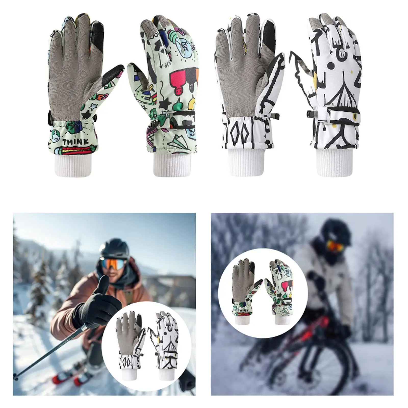 Guantes de motocicleta para hombre, guantes de conducción al aire libre, antideslizantes, a prueba de viento, pantalla táctil, manoplas cálidas para senderismo, esquí, ciclismo - imagen 4