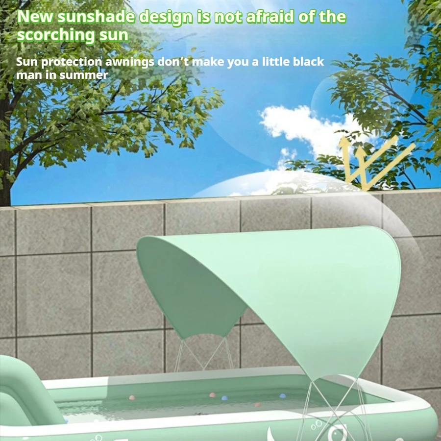 Piscina inflable para familia de bebés, piscinas grandes, sombrilla extraíble, juguetes de piscina para niños para interiores y exteriores, juego de fiesta - imagen 4