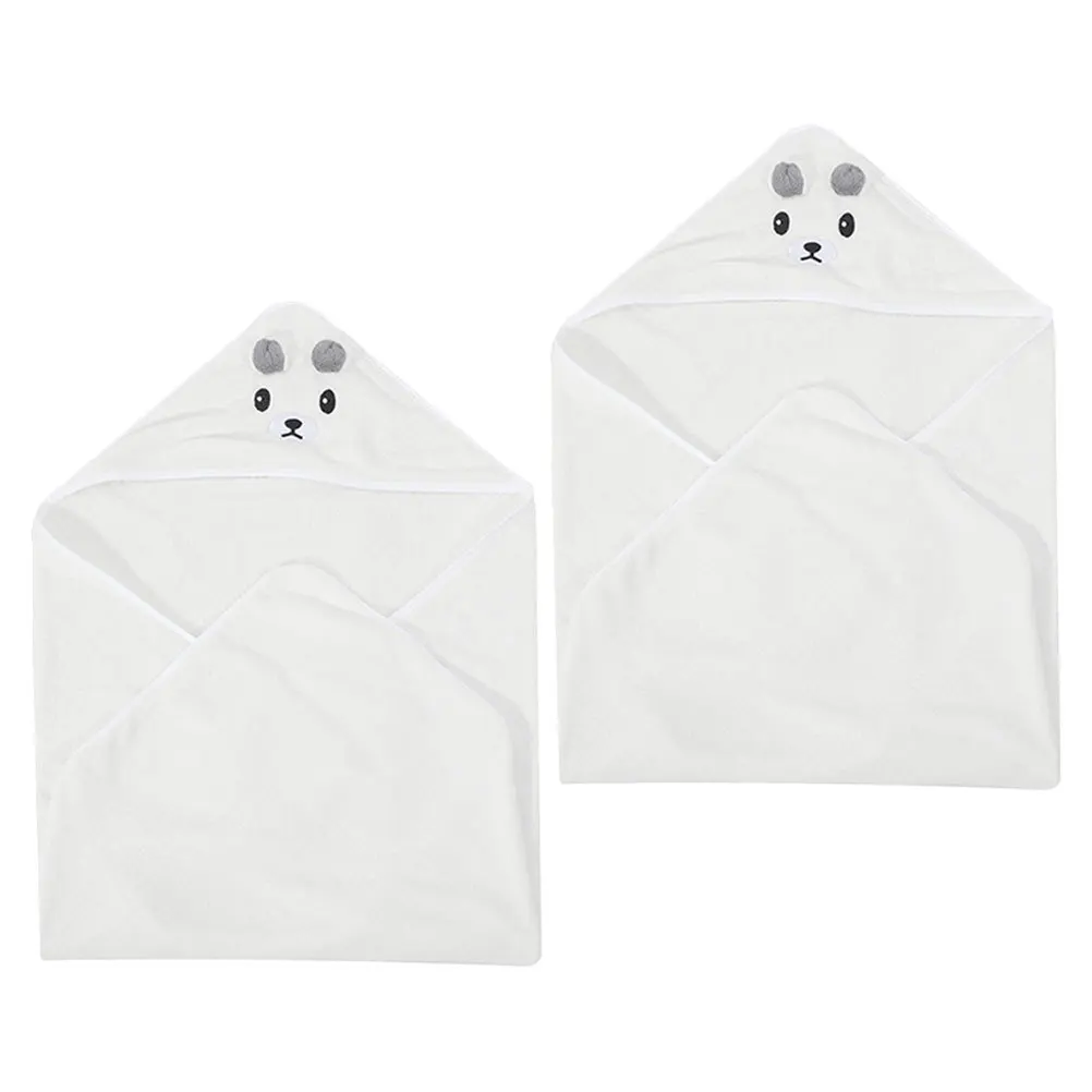 Toalla de baño de 2 uds., forro polar Coral, suave y absorbente, capa de ducha para niños pequeños, Toalla de baño, albornoz de dibujos animados - imagen 2