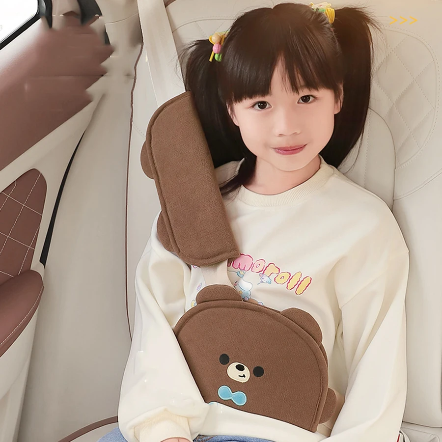 Protector de hombro para cinturón de seguridad de coche, cubierta protectora de cuello antipellizco para Interior de coche con bonitos dibujos para niños y bebés, ajustador de coche