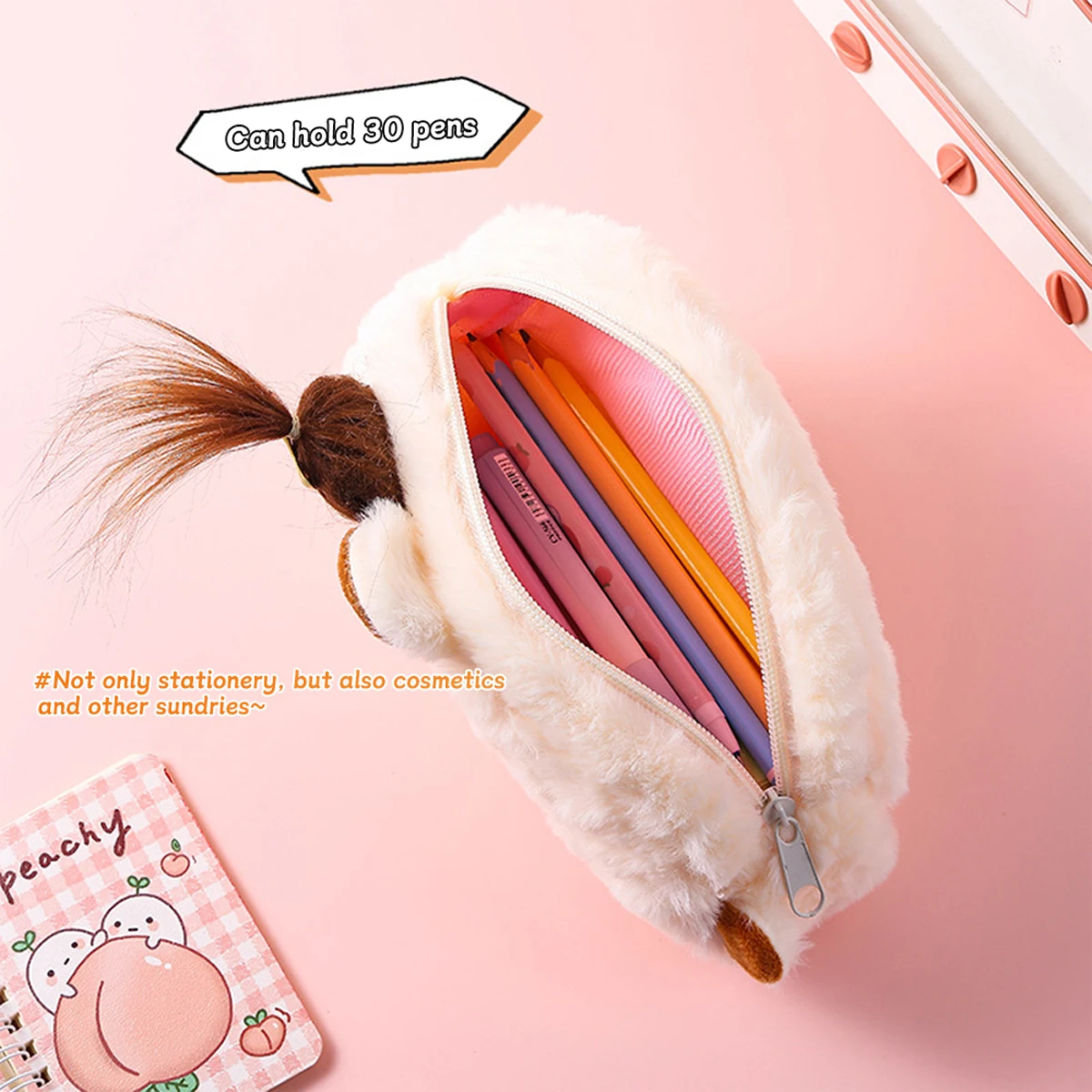 Estuche de lápices Capibara peluche – Bolso escolar gran capacidad - imagen 3