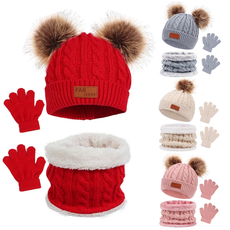Gorro Navidad tejido para bebé con guantes y bufanda - imagen 2