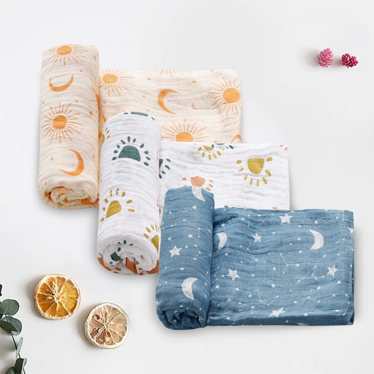 Elinfant 2 uds 100% manta de muselina de algodón, mantas de edredón para bebé para verano, funda para cochecito, Toalla de baño