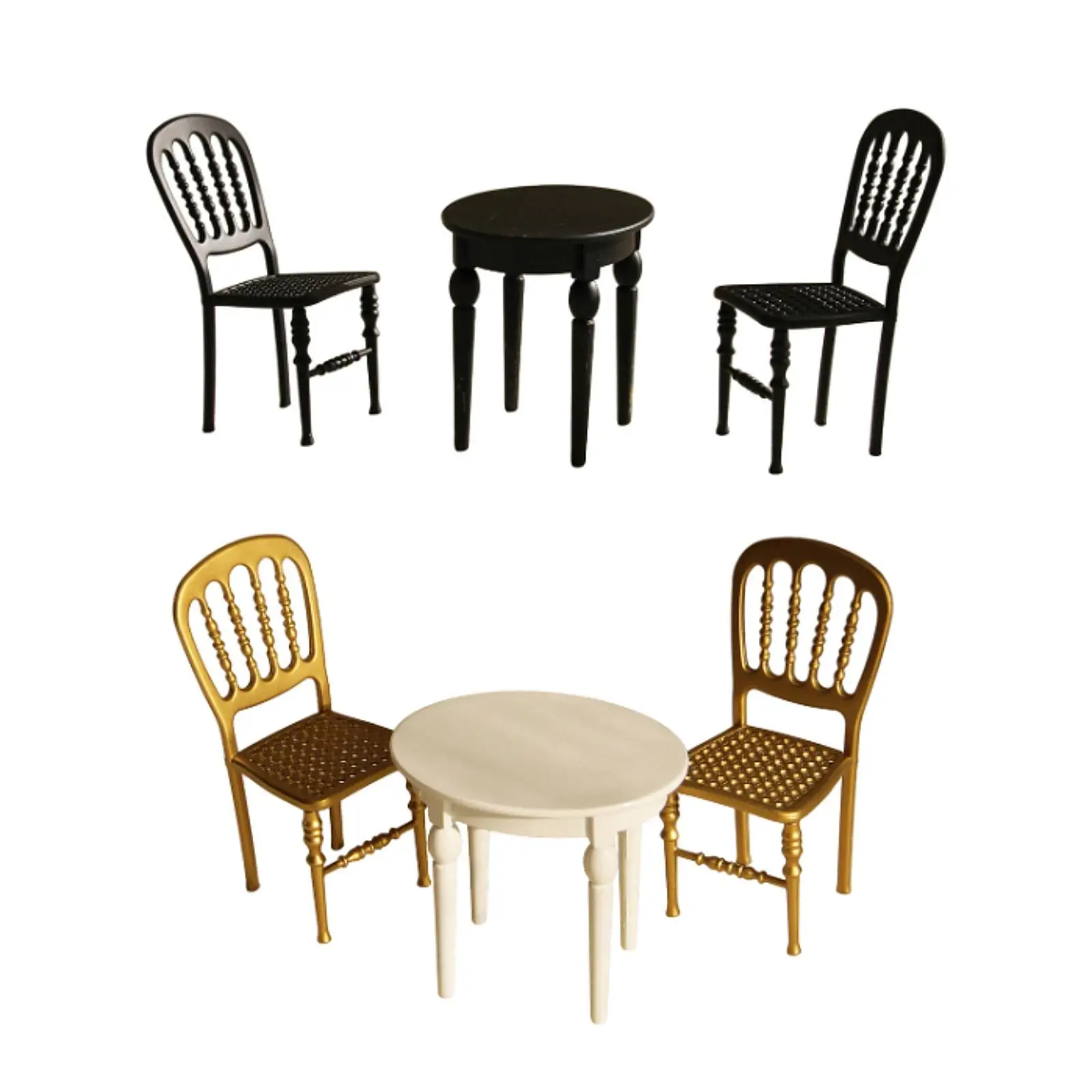 1/12 Dollhouse Miniatures Table Chair Pretend Play Props Simulation Mini Furniture