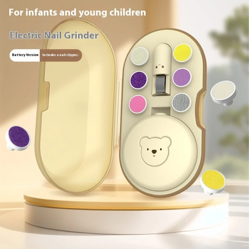 Cortauñas eléctrico de oso de dibujos animados para bebé, lima de uñas eléctrica, tijeras para uñas de bebé, Kit de molinillo de lima de uñas seguro para bebé - imagen 3