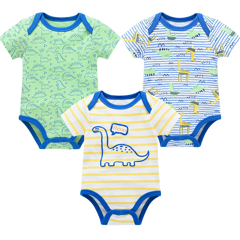 Body de algodón suave de manga corta para bebé recién nacido de 0 a 12 meses, ropa bonita para niño pequeño, traje para niño y niña, mono, 3 uds. - imagen 5
