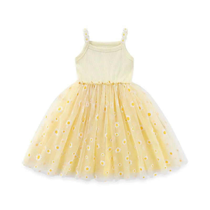 MILANCEL vestido de verano de estilo coreano para niñas de 0 a 4 años, bonito vestido de malla con tirantes de Margarita para bebés, ropa para niños - imagen 3