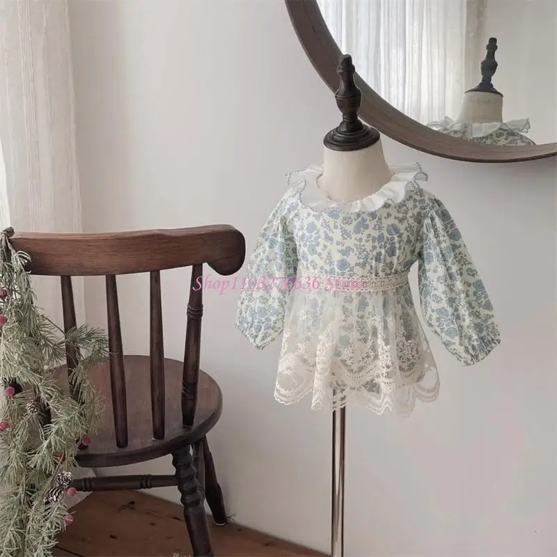 Delantal adorno encaje infantil R6FD diseño cómodo y transpirable para niñas mini falda - imagen 5